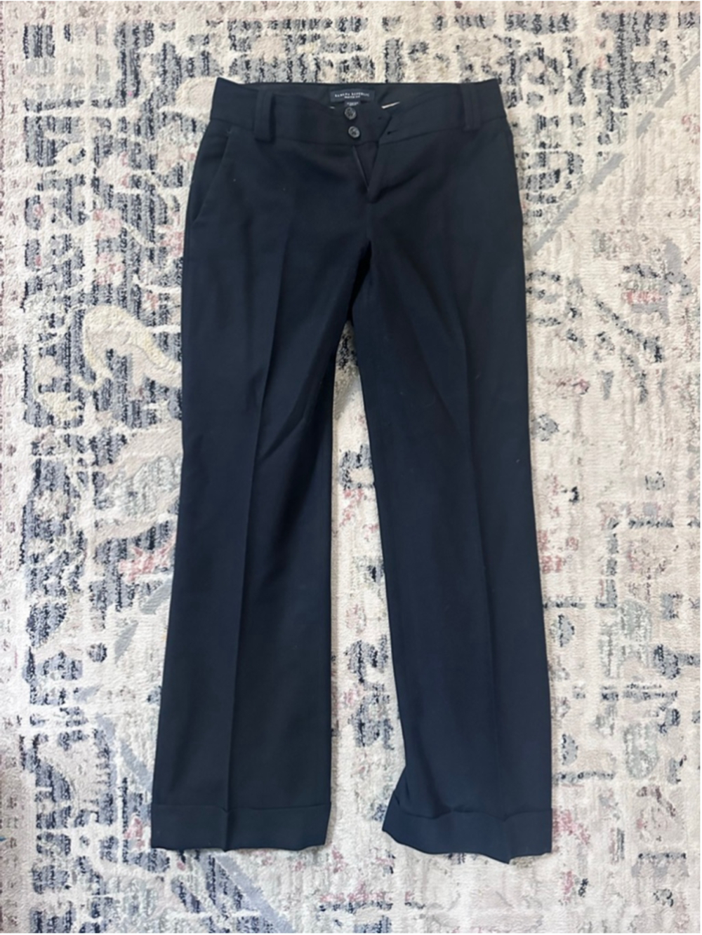 Women's Banana Republic Black Stretch Petite Martin Fit Trousers 0P